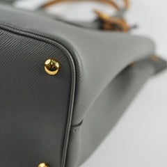 Prada Saffiaino Cuir Double Bag Grey/Tan