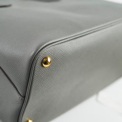 Prada Saffiaino Cuir Double Bag Grey/Tan