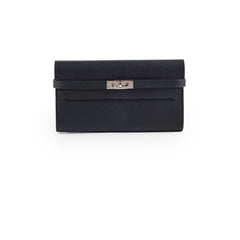 Hermes Kelly Classic Wallet Epsom Black - Stamp A