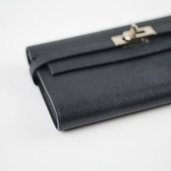 Hermes Kelly Classic Wallet Epsom Black - Stamp A
