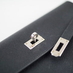 Hermes Kelly Classic Wallet Epsom Black - Stamp A