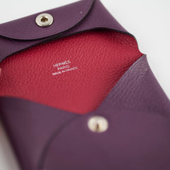 Hermes Bastia Coin Purse Verso Evercolor Cassis/Rouge Grenat - Stamp U