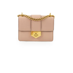 Prada Saffiano Turn Lock Chain Shoulder Bag Dusty Pink