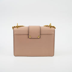 Prada Saffiano Turn Lock Chain Shoulder Bag Dusty Pink