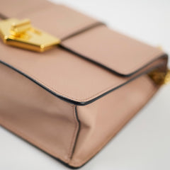 Prada Saffiano Turn Lock Chain Shoulder Bag Dusty Pink