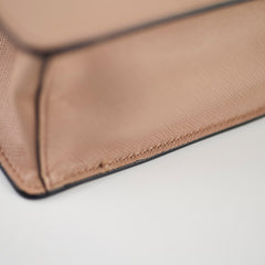 Prada Saffiano Turn Lock Chain Shoulder Bag Dusty Pink