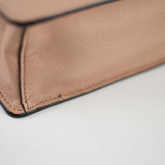 Prada Saffiano Turn Lock Chain Shoulder Bag Dusty Pink