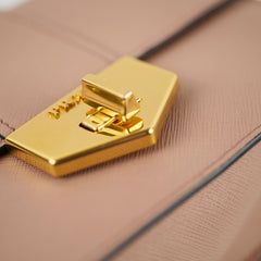 Prada Saffiano Turn Lock Chain Shoulder Bag Dusty Pink