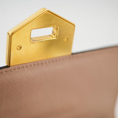 Prada Saffiano Turn Lock Chain Shoulder Bag Dusty Pink