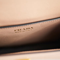 Prada Saffiano Turn Lock Chain Shoulder Bag Dusty Pink