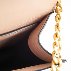 Prada Saffiano Turn Lock Chain Shoulder Bag Dusty Pink