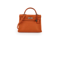 Hermes Kelly 32 Feu Togo N in Square Stamp Palladium Hardware