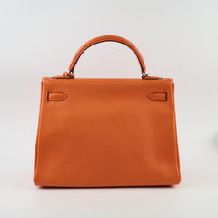 Hermes Kelly 32 Feu Togo N in Square Stamp Palladium Hardware