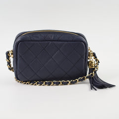 Deal of The Week - Chanel Matte Caviar Leather Coco Tassel Mini Camera Bag Deep Blue