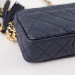 Deal of The Week - Chanel Matte Caviar Leather Coco Tassel Mini Camera Bag Deep Blue