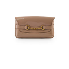 Gucci Horsebit Clutch Patent Leather Beige