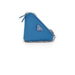 Prada Saffiano Triangle Mini Bag Blue