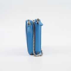 Prada Saffiano Triangle Mini Bag Blue