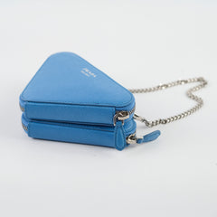 Prada Saffiano Triangle Mini Bag Blue