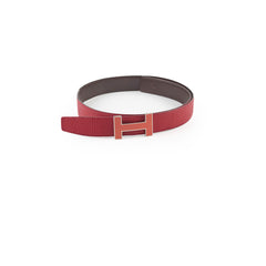 Hermes Reversible Belt Rouge/Dark Brown Size 90