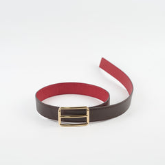 Hermes Reversible Belt Rouge/Dark Brown Size 90