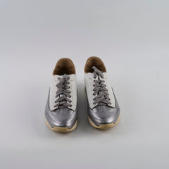 Hermes Femme Goal Sneakers Silver/White Size 38