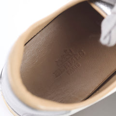 Hermes Femme Goal Sneakers Silver/White Size 38