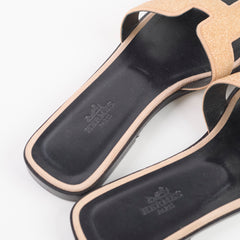 Hermes Oran Sandals Pink/Nude Strass Size 38