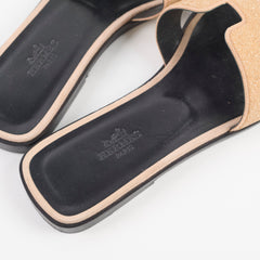 Hermes Oran Sandals Pink/Nude Strass Size 38