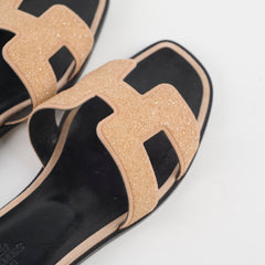 Hermes Oran Sandals Pink/Nude Strass Size 38