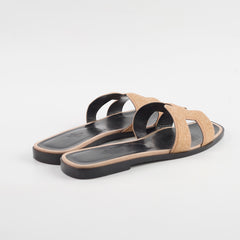 Hermes Oran Sandals Pink/Nude Strass Size 38