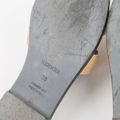 Hermes Oran Sandals Pink/Nude Strass Size 38