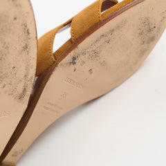 Hermes Legend Sandals Suede Tan Size 38