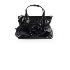 Gucci Soft Patent Leather Tote Black