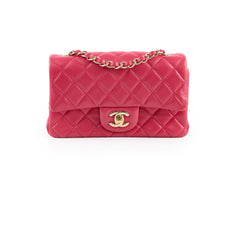 Chanel Mini Rectangular Lambskin LGHW Dark Pink Series 21