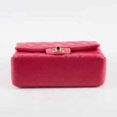 Chanel Mini Rectangular Lambskin LGHW Dark Pink Series 21