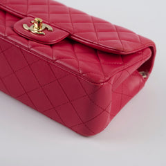 Chanel Mini Rectangular Lambskin LGHW Dark Pink Series 21
