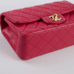 Chanel Mini Rectangular Lambskin LGHW Dark Pink Series 21
