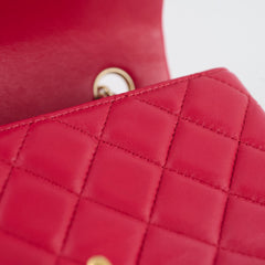 Chanel Mini Rectangular Lambskin LGHW Dark Pink Series 21