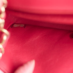Chanel Mini Rectangular Lambskin LGHW Dark Pink Series 21