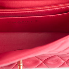 Chanel Mini Rectangular Lambskin LGHW Dark Pink Series 21