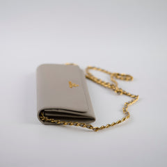 Prada Saffiano Wallet on Chain Beige