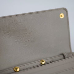 Prada Saffiano Wallet on Chain Beige
