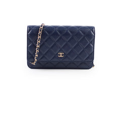 Chanel Caviar Wallet On Chain WOC Navy Series 29