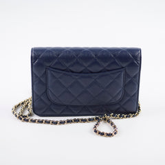 Chanel Caviar Wallet On Chain WOC Navy Series 29