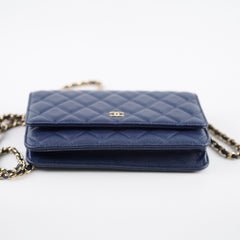 Chanel Caviar Wallet On Chain WOC Navy Series 29