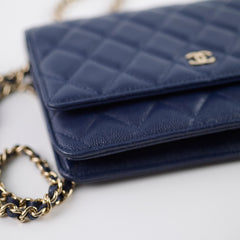 Chanel Caviar Wallet On Chain WOC Navy Series 29