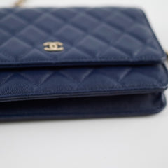 Chanel Caviar Wallet On Chain WOC Navy Series 29