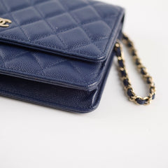 Chanel Caviar Wallet On Chain WOC Navy Series 29
