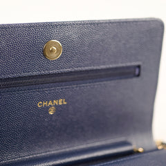 Chanel Caviar Wallet On Chain WOC Navy Series 29